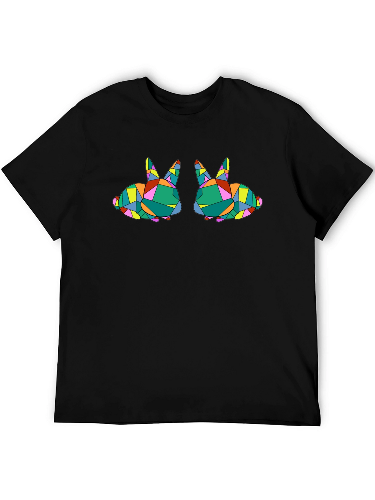 Geometric Bunny Graphic Tee - Stylish Black T-Shirt