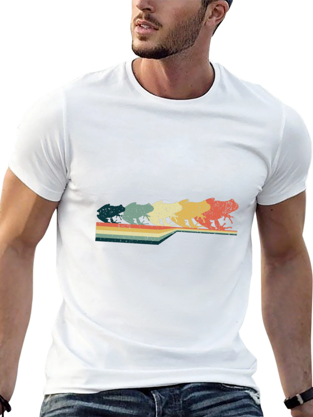 Retro Frog Evolution Graphic T-Shirt - Black