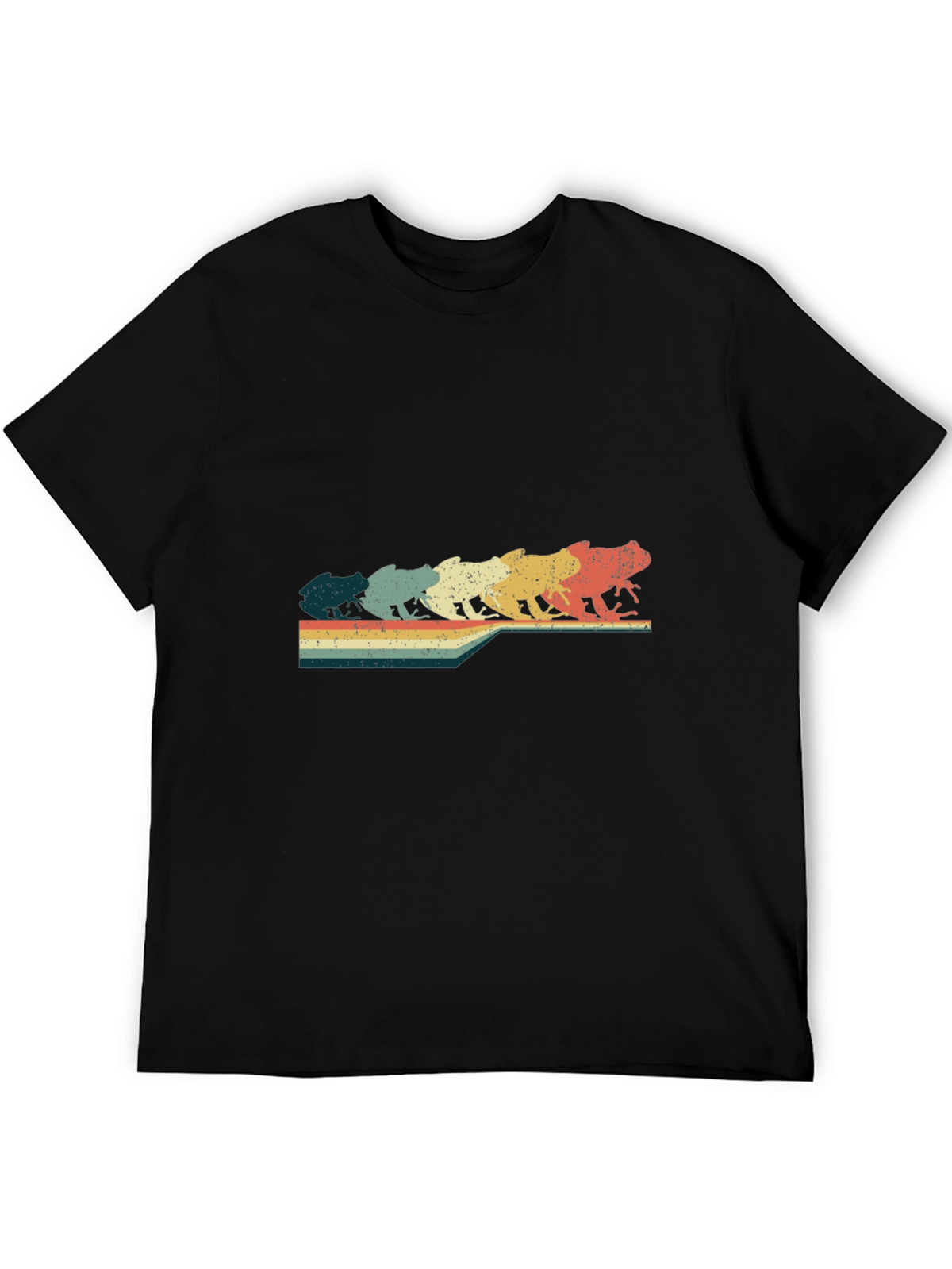 Retro Frog Evolution Graphic T-Shirt - Black