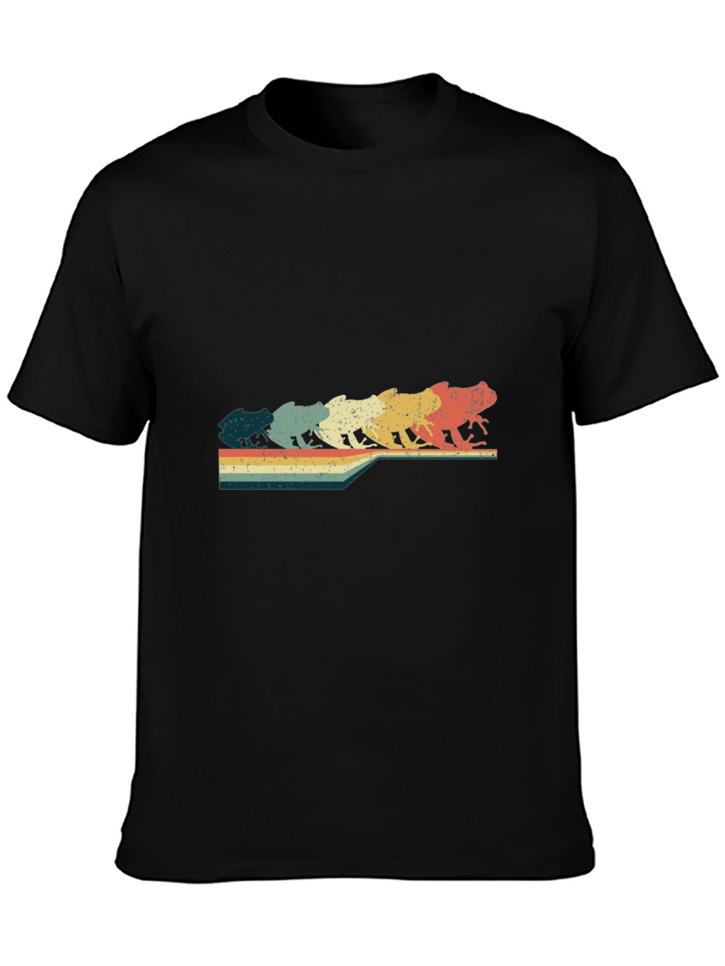 Retro Frog Evolution Graphic T-Shirt - Black