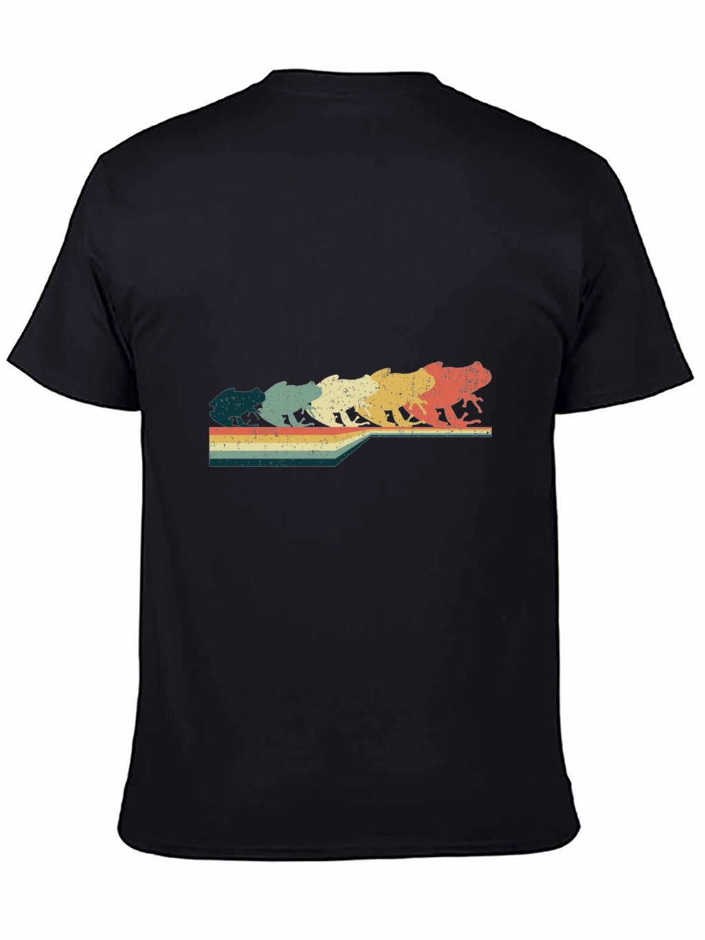 Retro Frog Evolution Graphic T-Shirt - Black