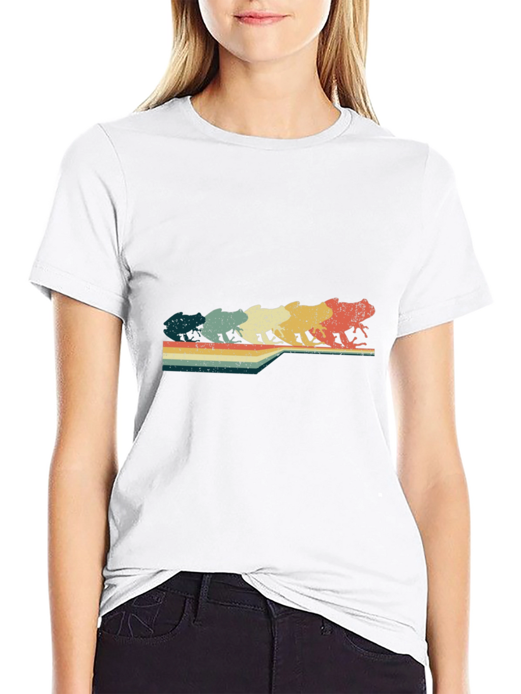 Retro Frog Evolution Graphic T-Shirt - Black