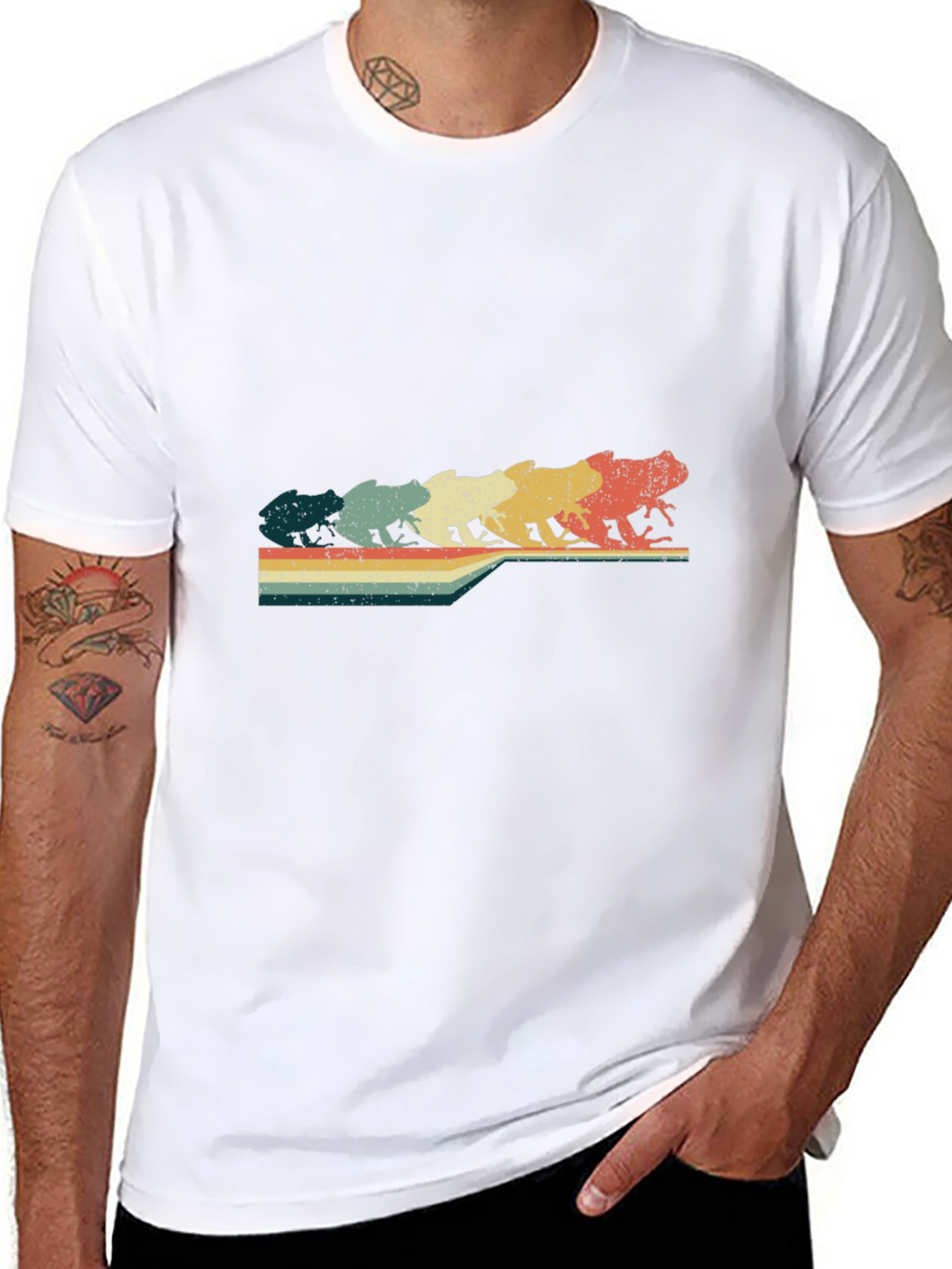 Retro Frog Evolution Graphic T-Shirt - Black