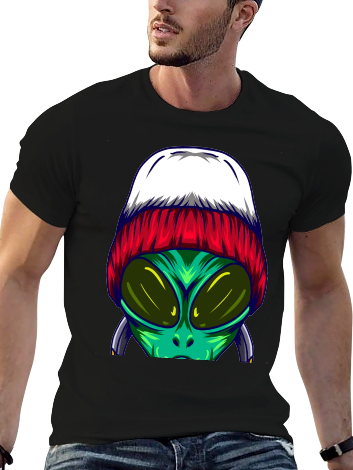 Alien Beanie T-Shirt - Cool Graphic Tee