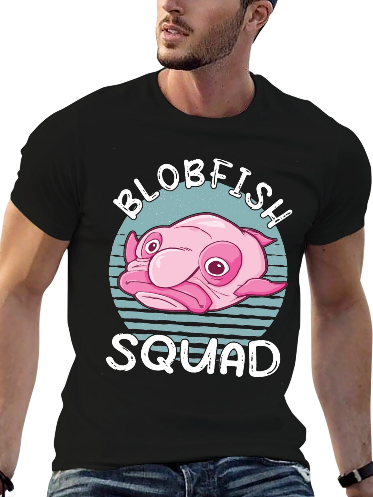 Blobfish Squad Graphic T-Shirt - Black Cotton Tee