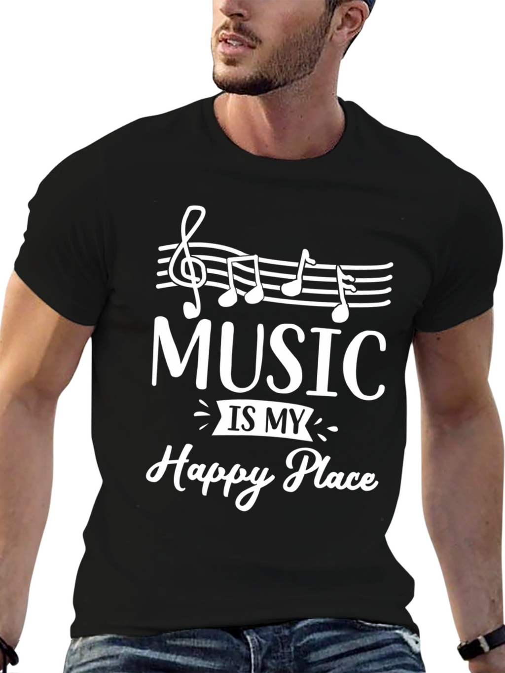 Music is My Happy Place Graphic T-Shirt