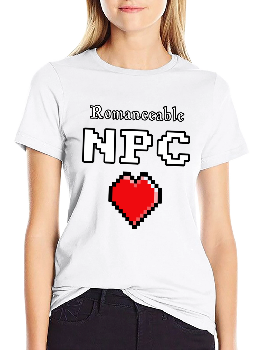 Romanceable NPC T-Shirt Pixel Heart Graphic Novelty Tee
