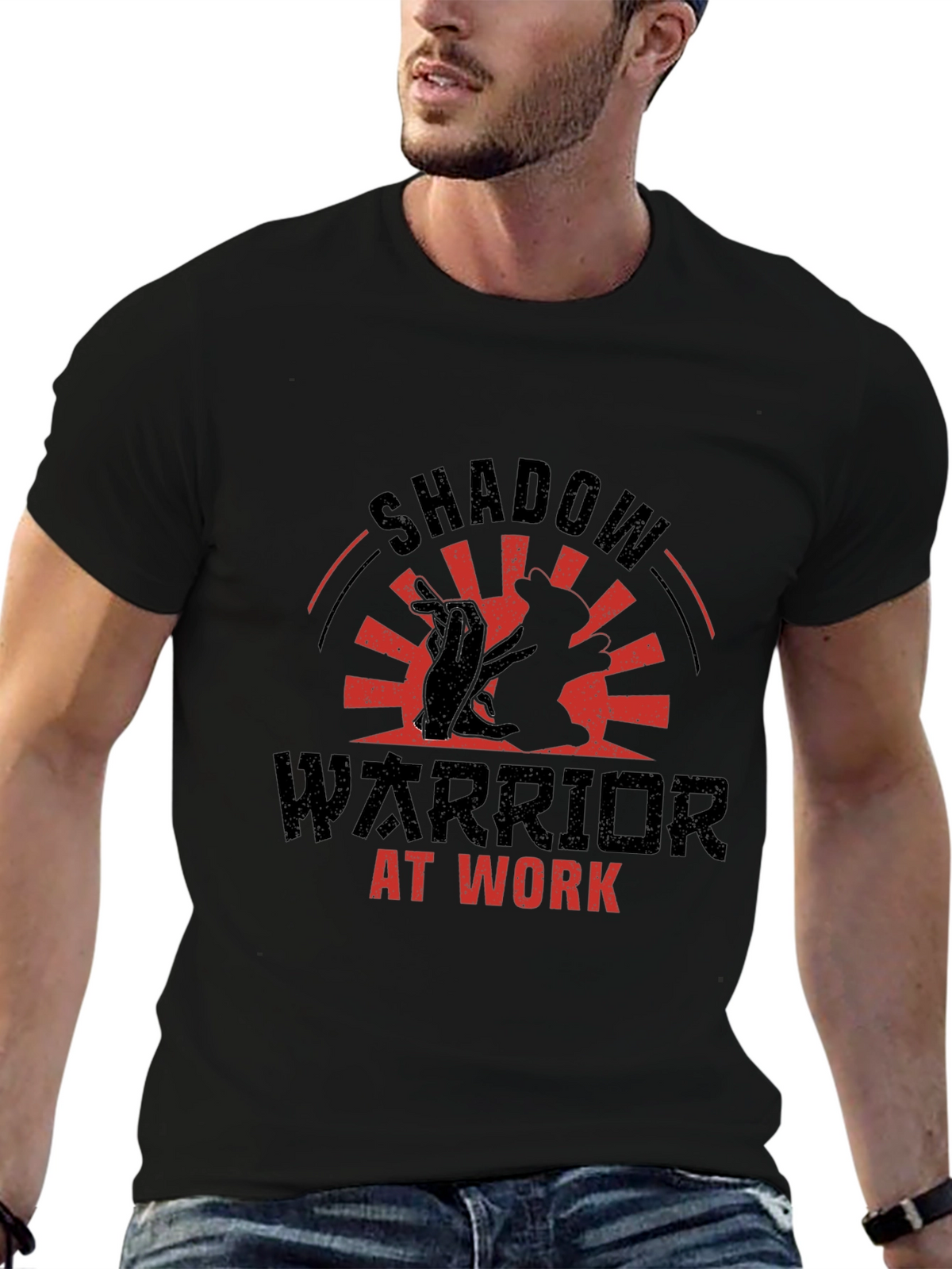 Shadow Warrior At Work Black Graphic Tee