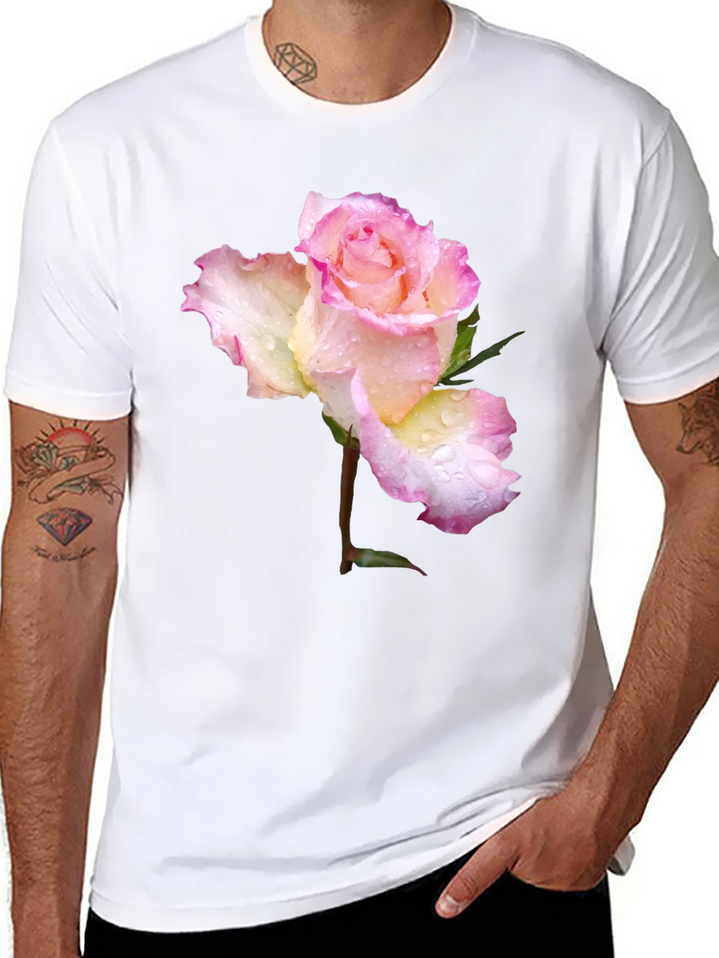 Rose Blossom Graphic T-Shirt - Elegant Floral Design