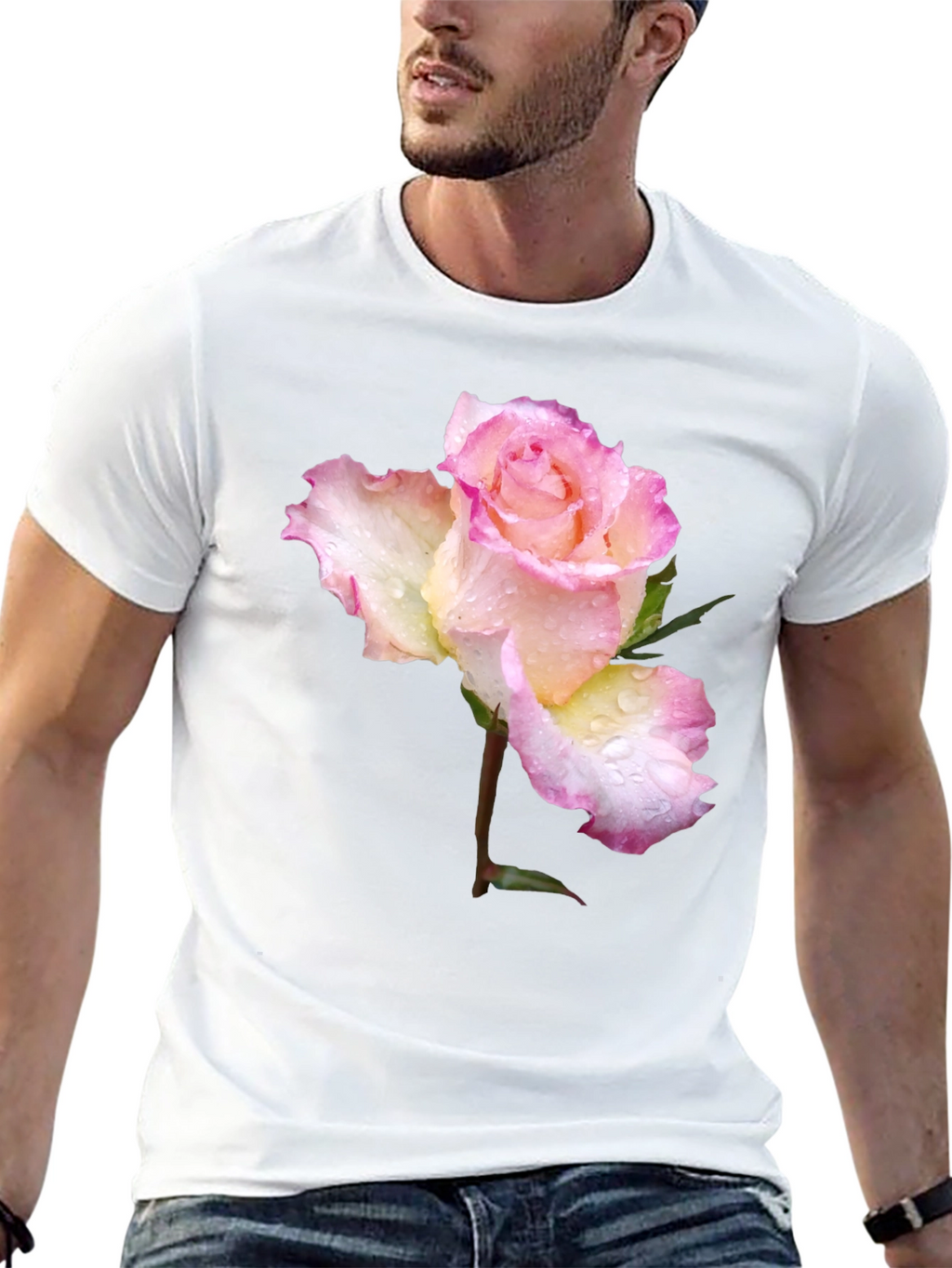 Rose Blossom Graphic T-Shirt - Elegant Floral Design