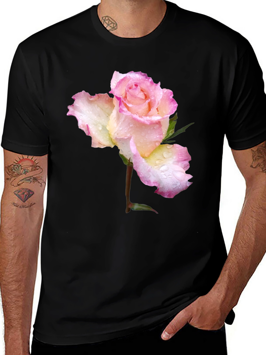 Rose Blossom Graphic T-Shirt - Elegant Floral Design