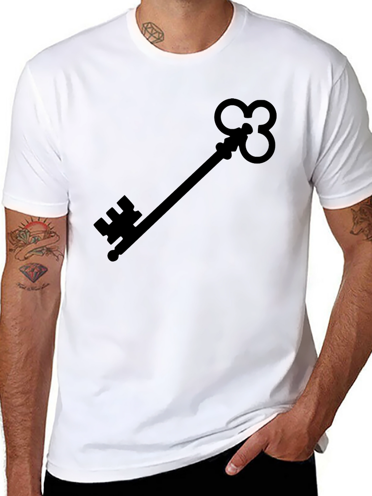 Skeleton Key Graphic Tee - Black Cotton Shirt