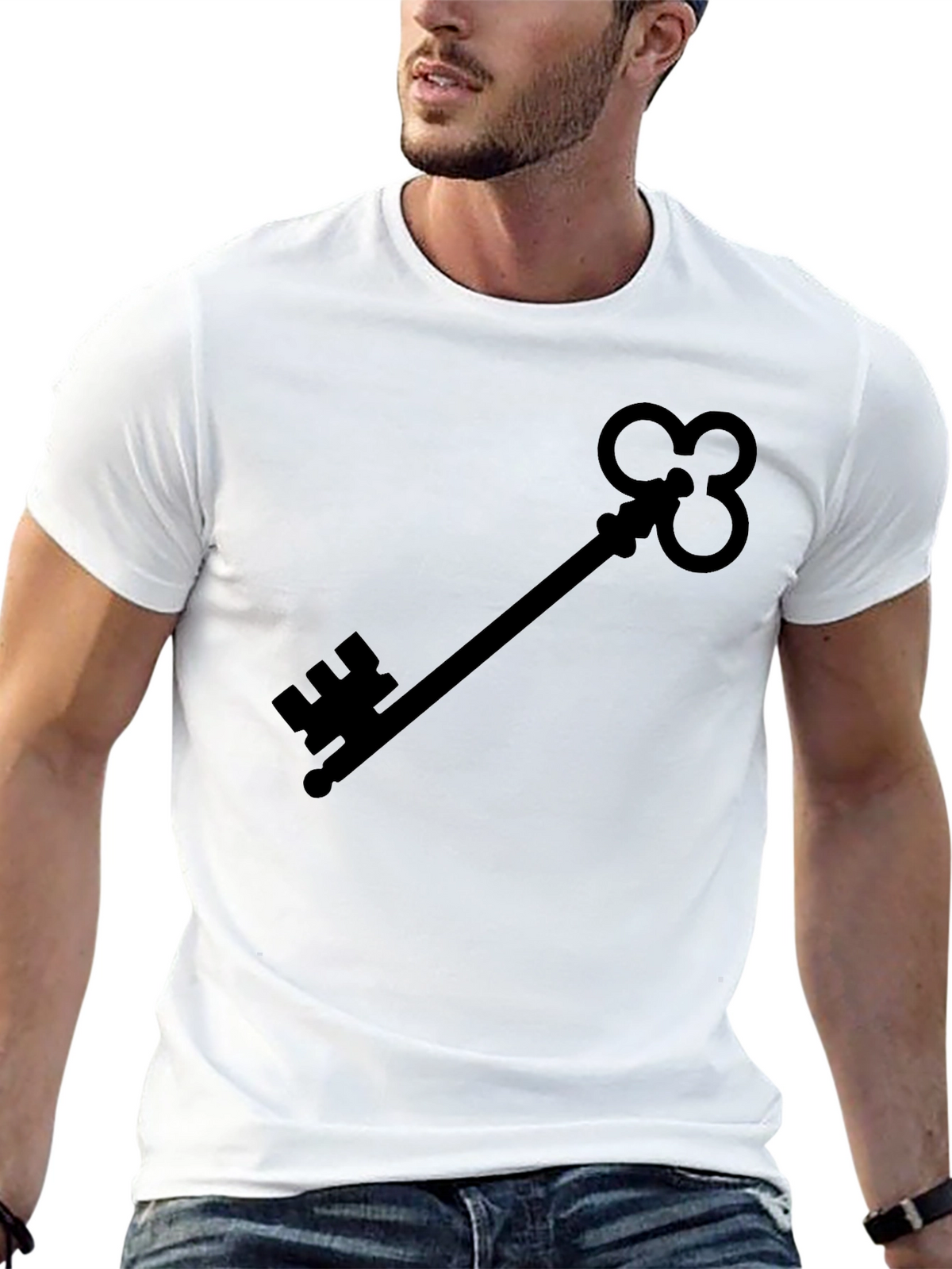 Skeleton Key Graphic Tee - Black Cotton Shirt