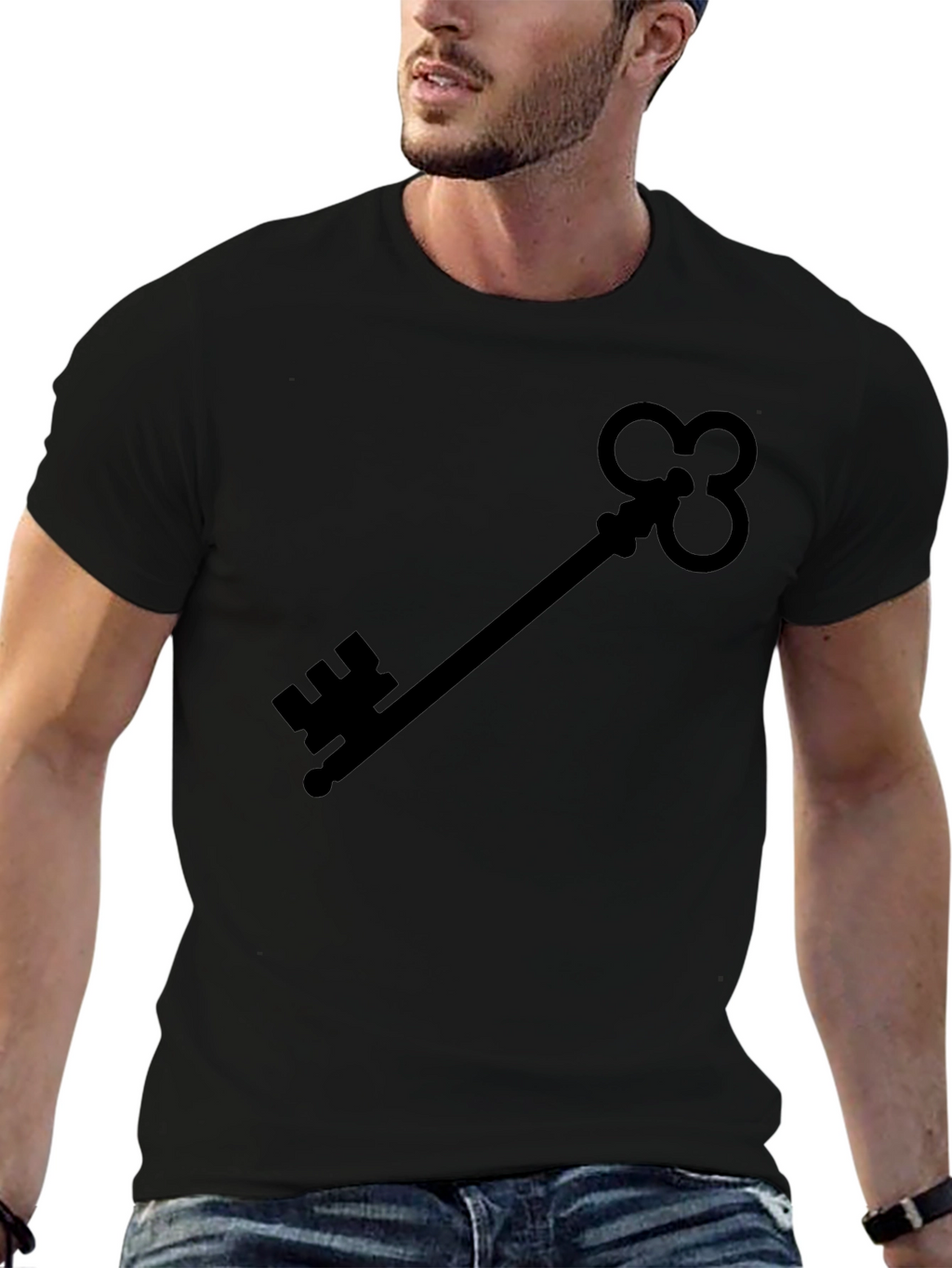 Skeleton Key Graphic Tee - Black Cotton Shirt