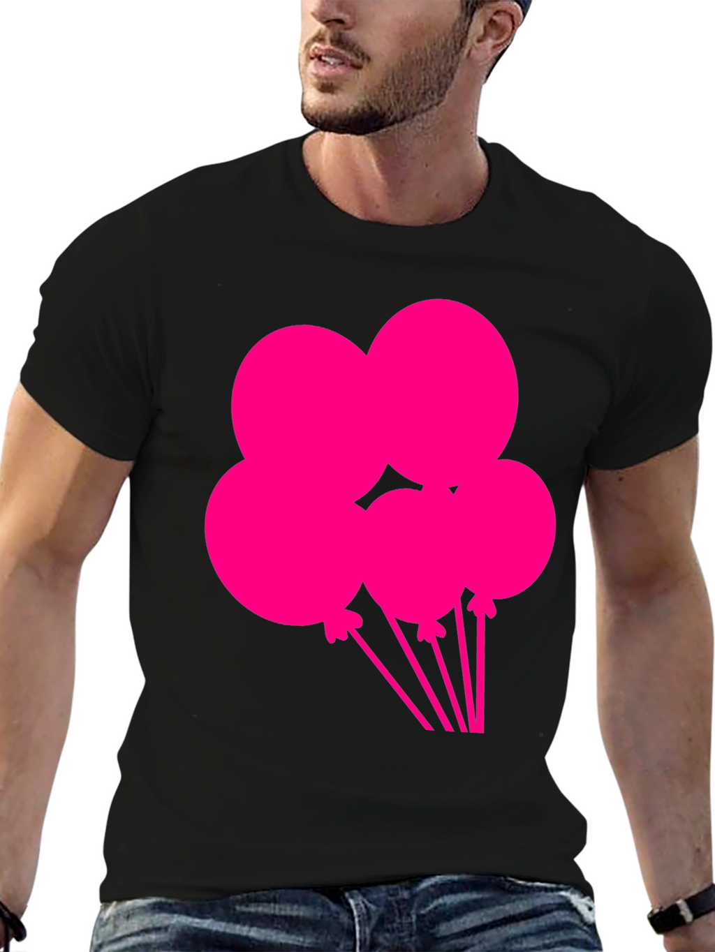 Fun Balloons Graphic Tee - Black Cotton T-Shirt