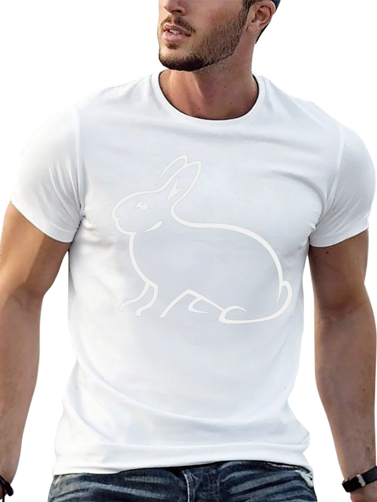 Rabbit Graphic Tee - Black Cotton Casual Comfort