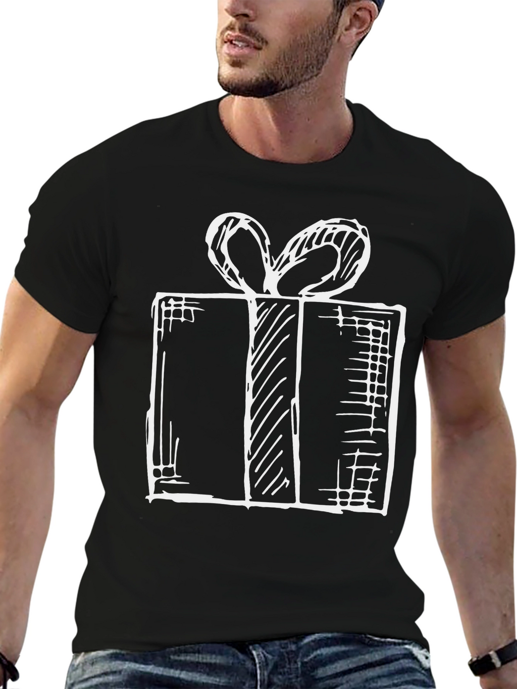 Gift Box Graphic T-Shirt - Stylish Holiday Tee
