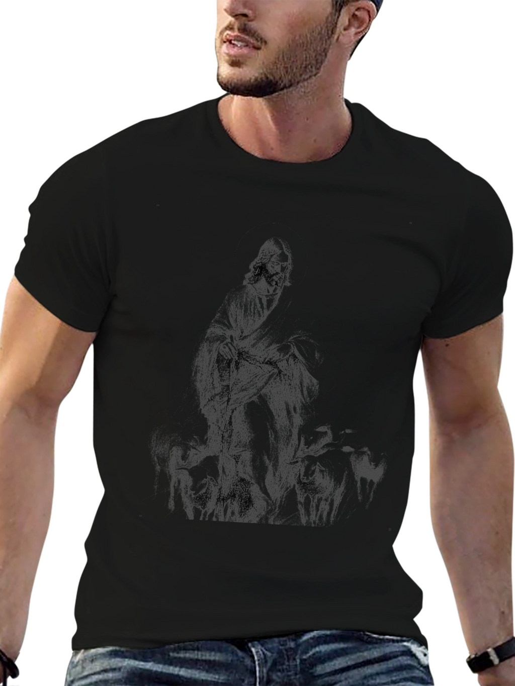 Black Jesus The Good Shepherd Graphic T-Shirt