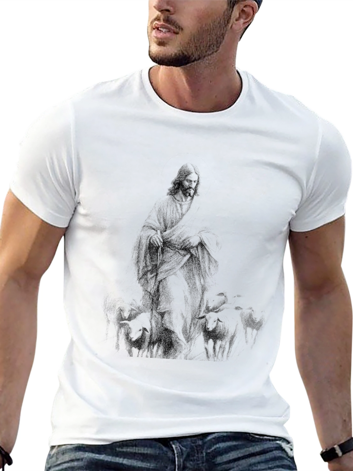 Black Jesus The Good Shepherd Graphic T-Shirt
