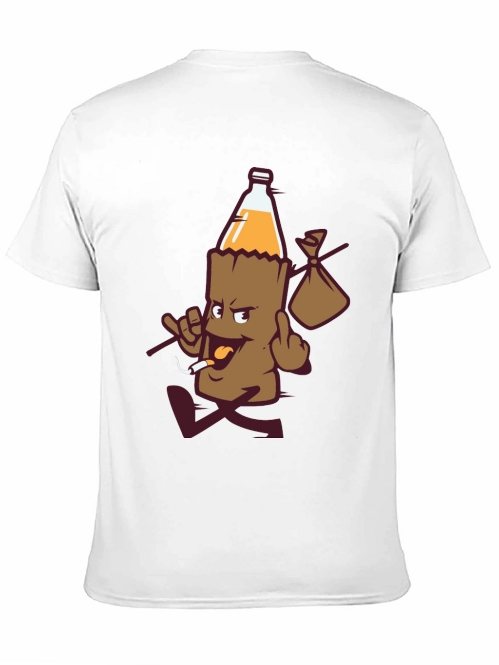 Novelty Cartoon Beer Bottle Run Black T-shirt