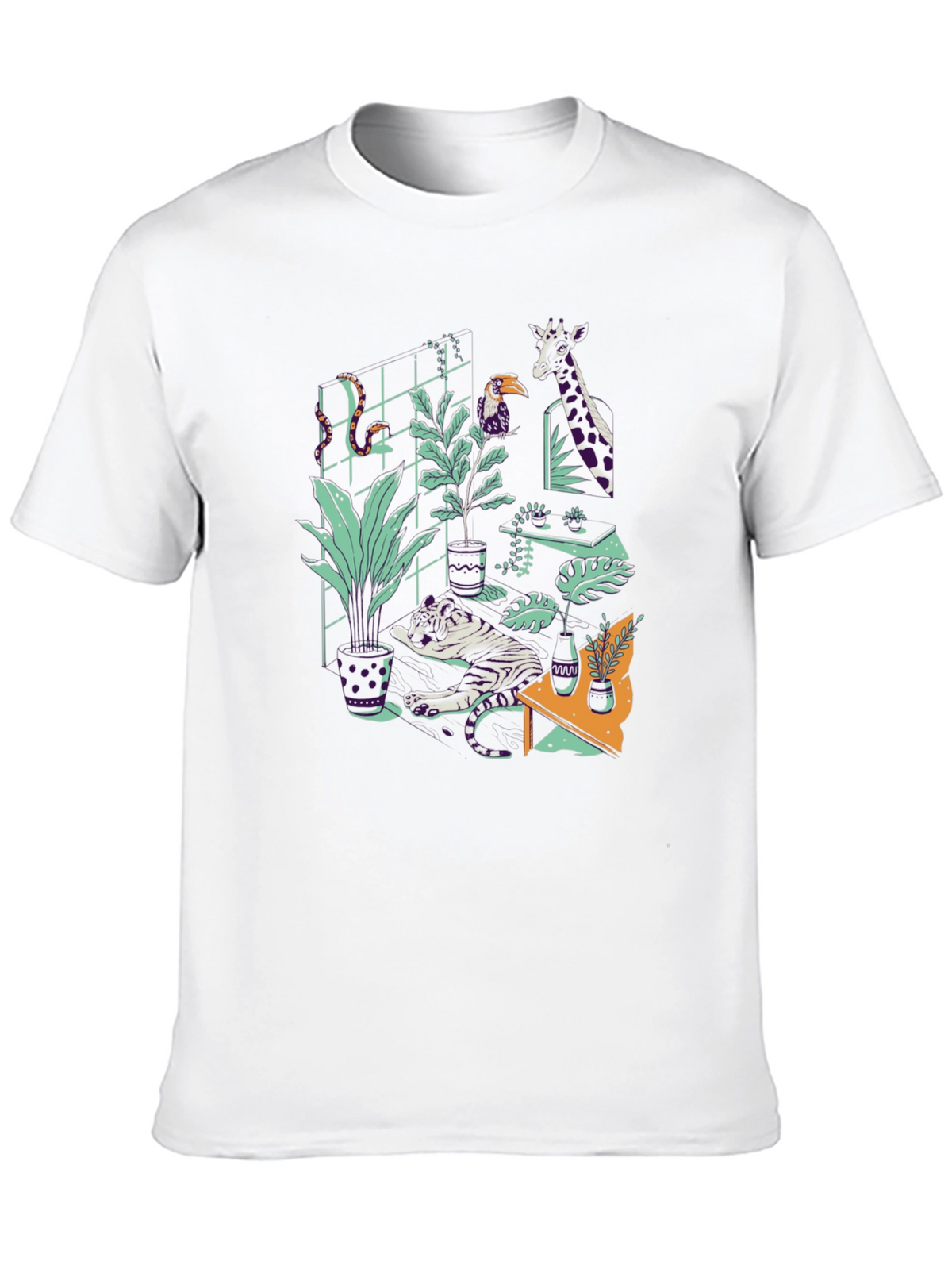 Jungle Animals Graphic Print Black T-Shirt