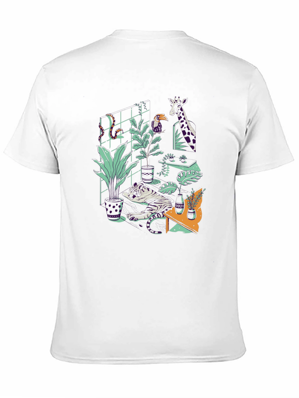 Jungle Animals Graphic Print Black T-Shirt