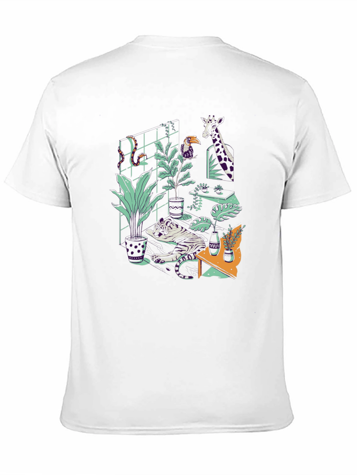 Jungle Animals Graphic Print Black T-Shirt
