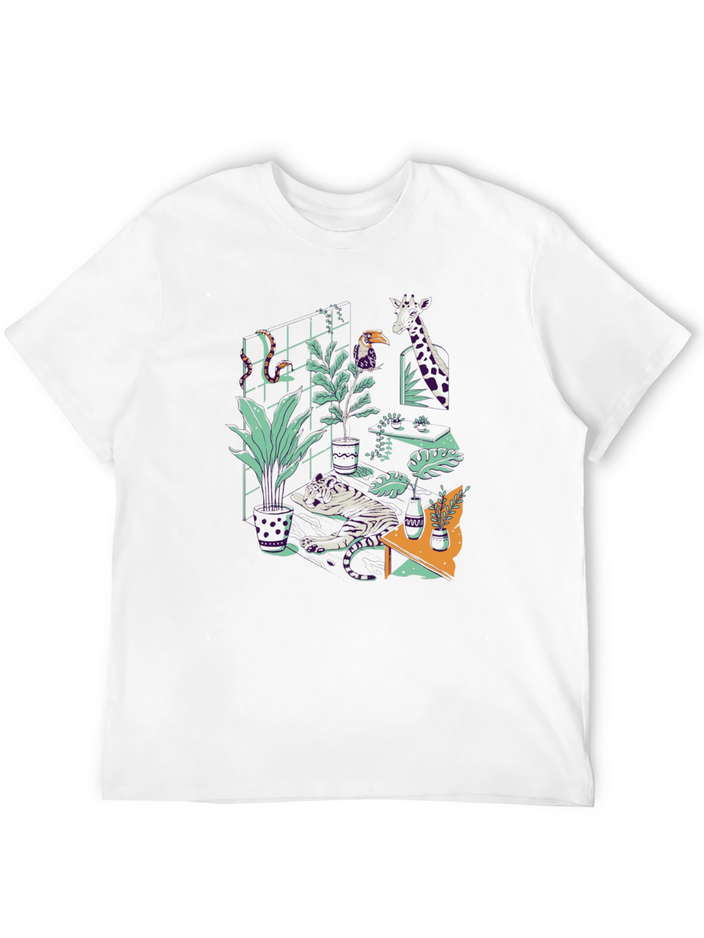 Jungle Animals Graphic Print Black T-Shirt