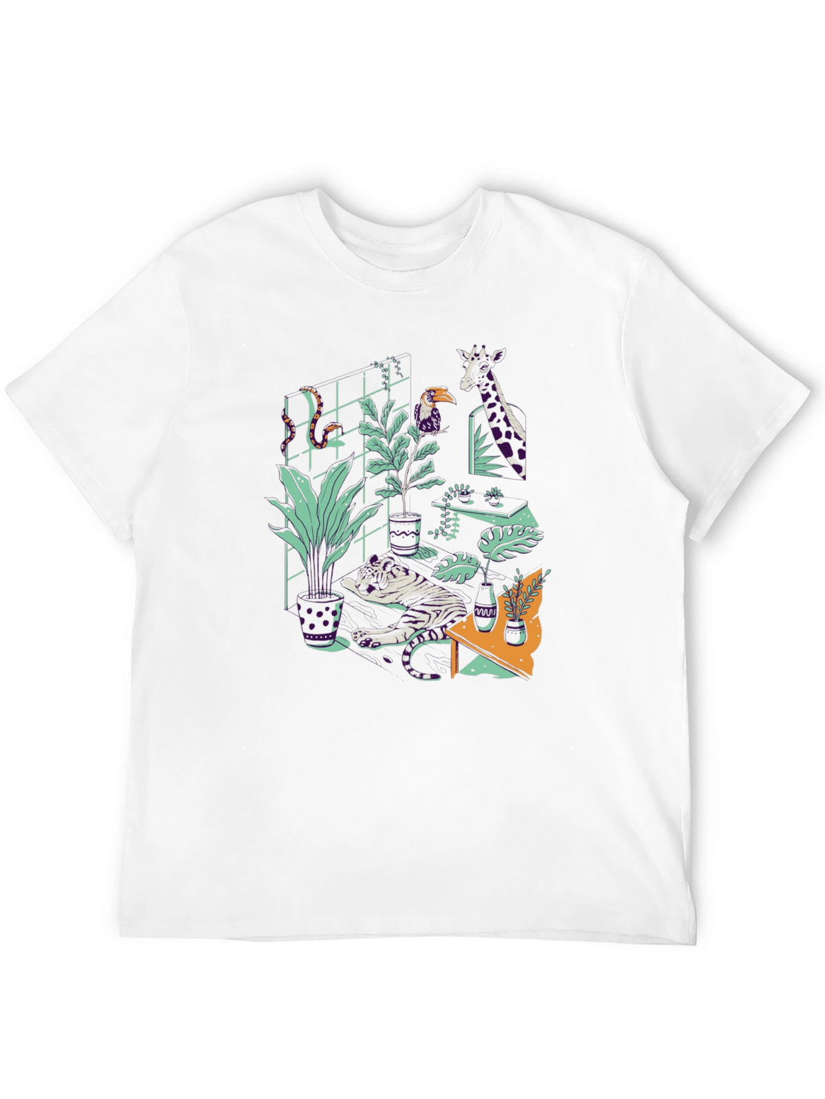 Jungle Animals Graphic Print Black T-Shirt