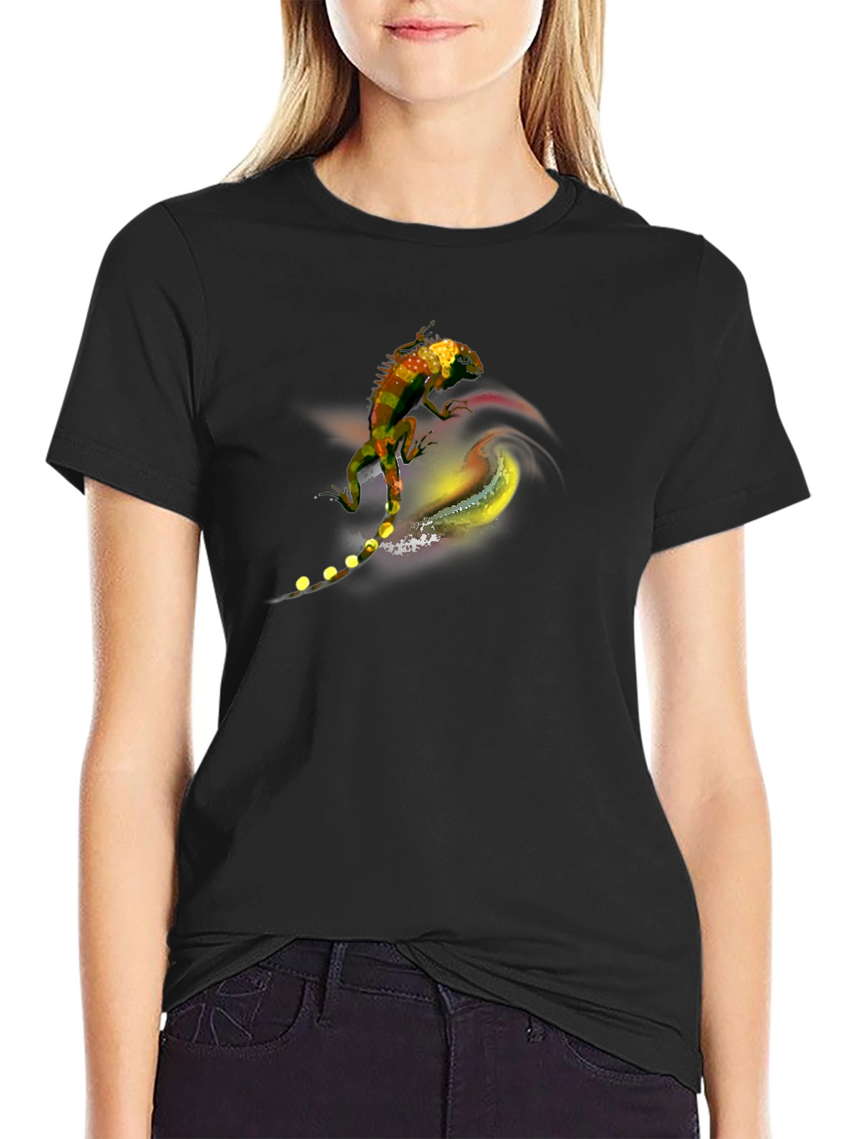 Lizard Art Graphic Tee - Mens Black T-Shirt