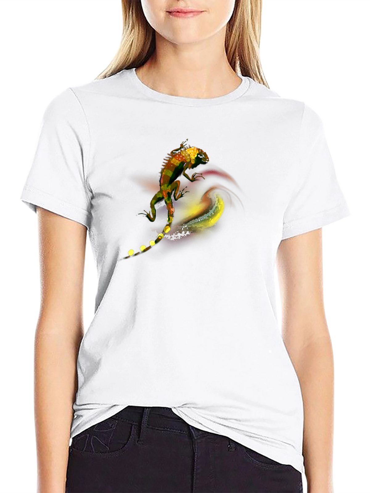 Lizard Art Graphic Tee - Mens Black T-Shirt