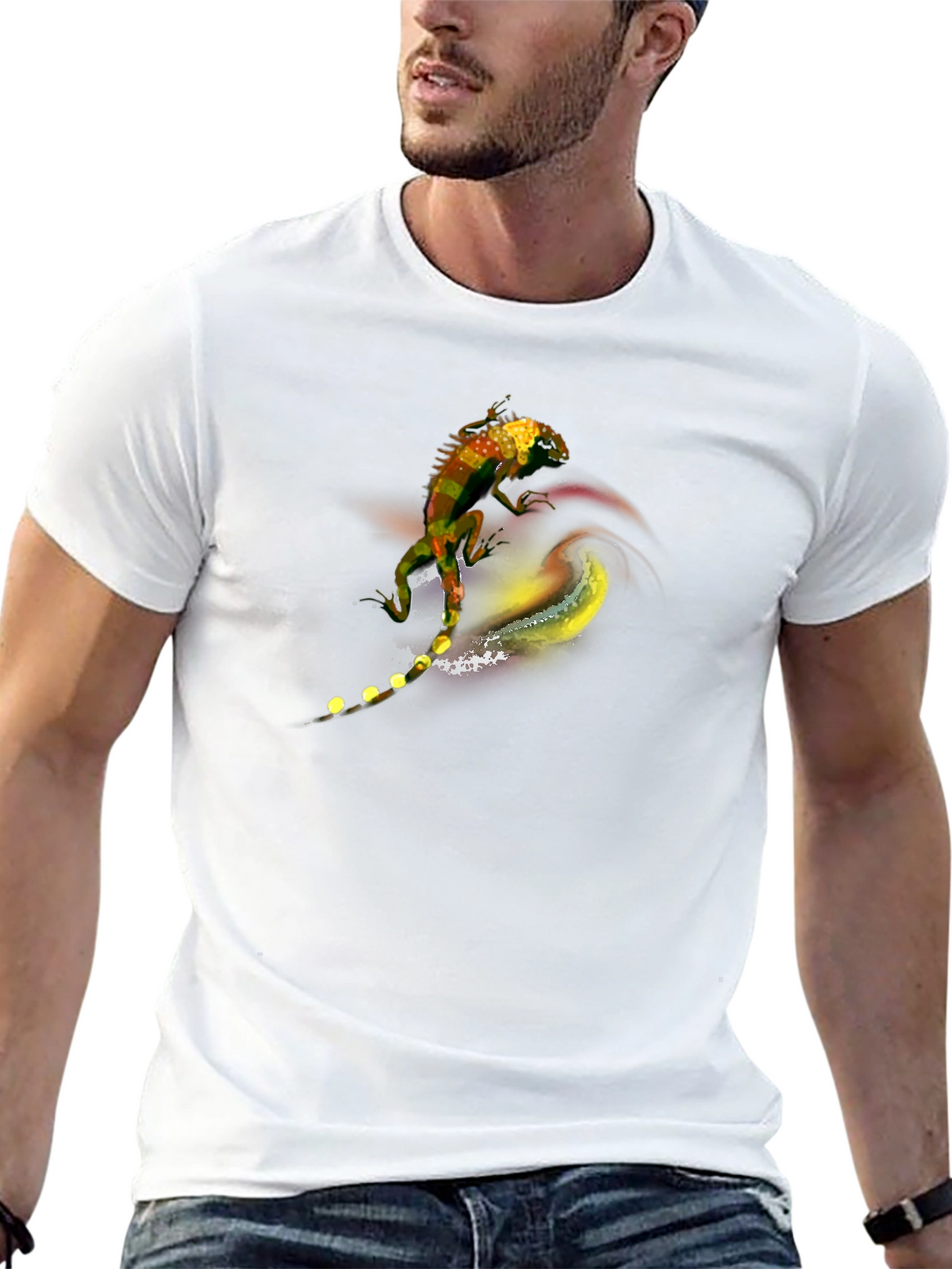 Lizard Art Graphic Tee - Mens Black T-Shirt