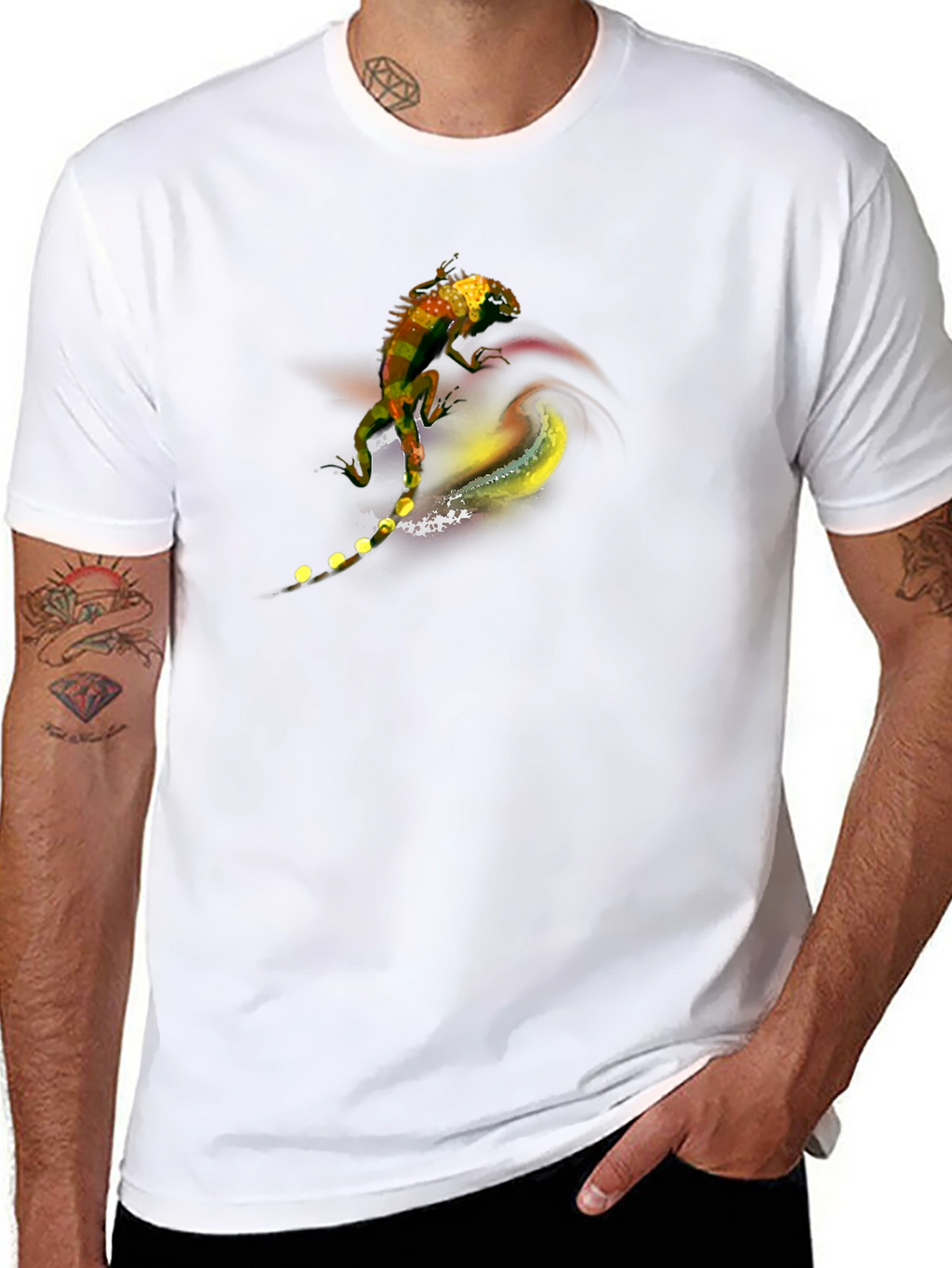 Lizard Art Graphic Tee - Mens Black T-Shirt