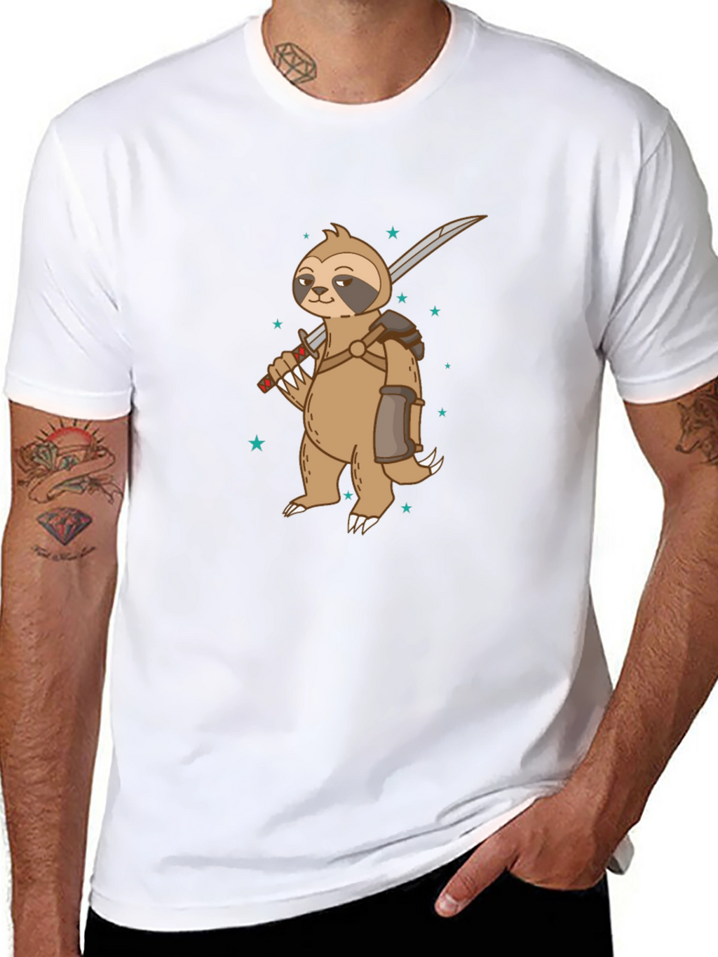 Sloth Warrior Graphic Tee - Black
