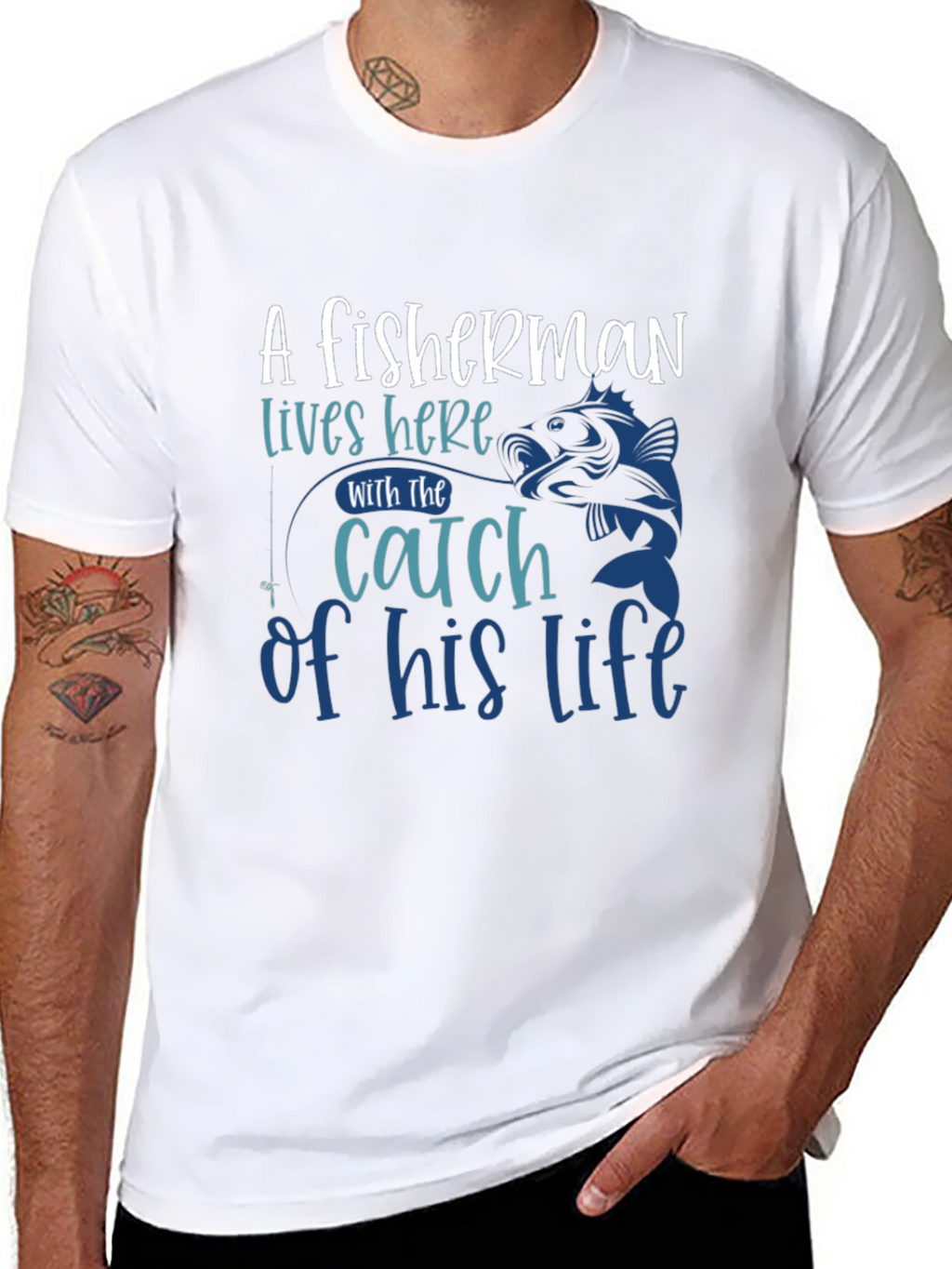 Fishermans Catch Graphic Tee - Stylish Black T-Shirt
