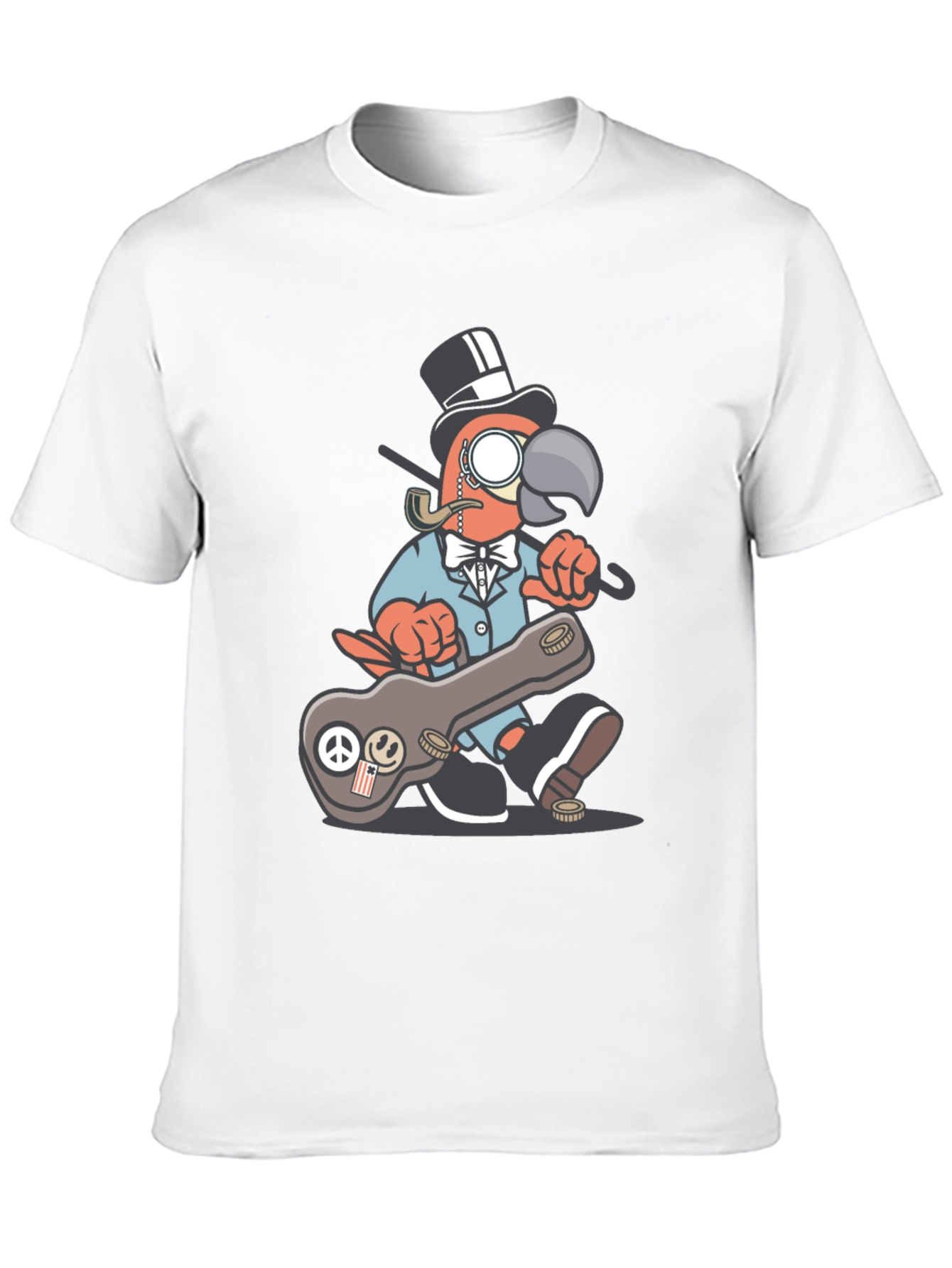 Dapper Parrot T-Shirt - Unique Cartoon Graphic