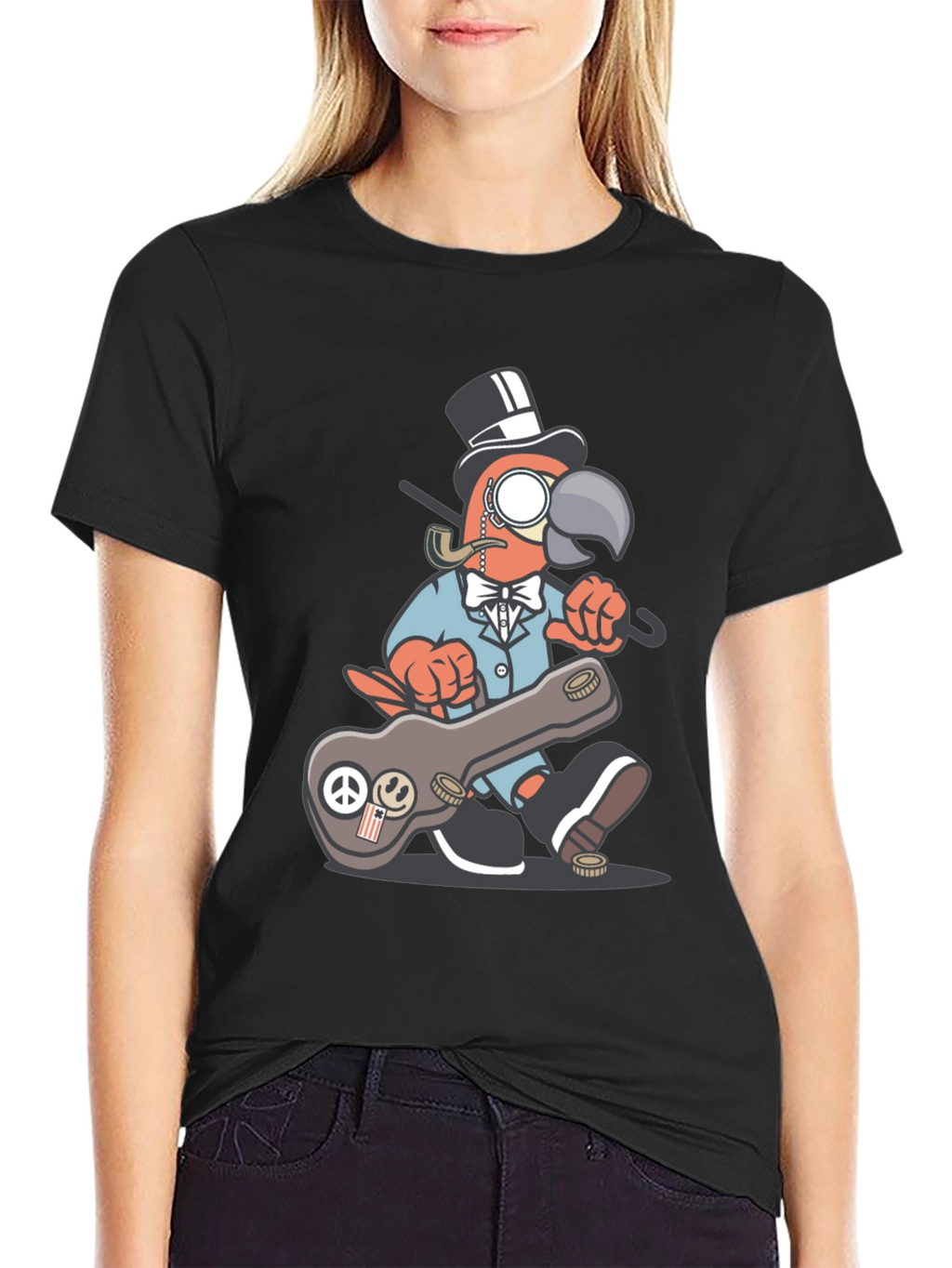 Dapper Parrot T-Shirt - Unique Cartoon Graphic