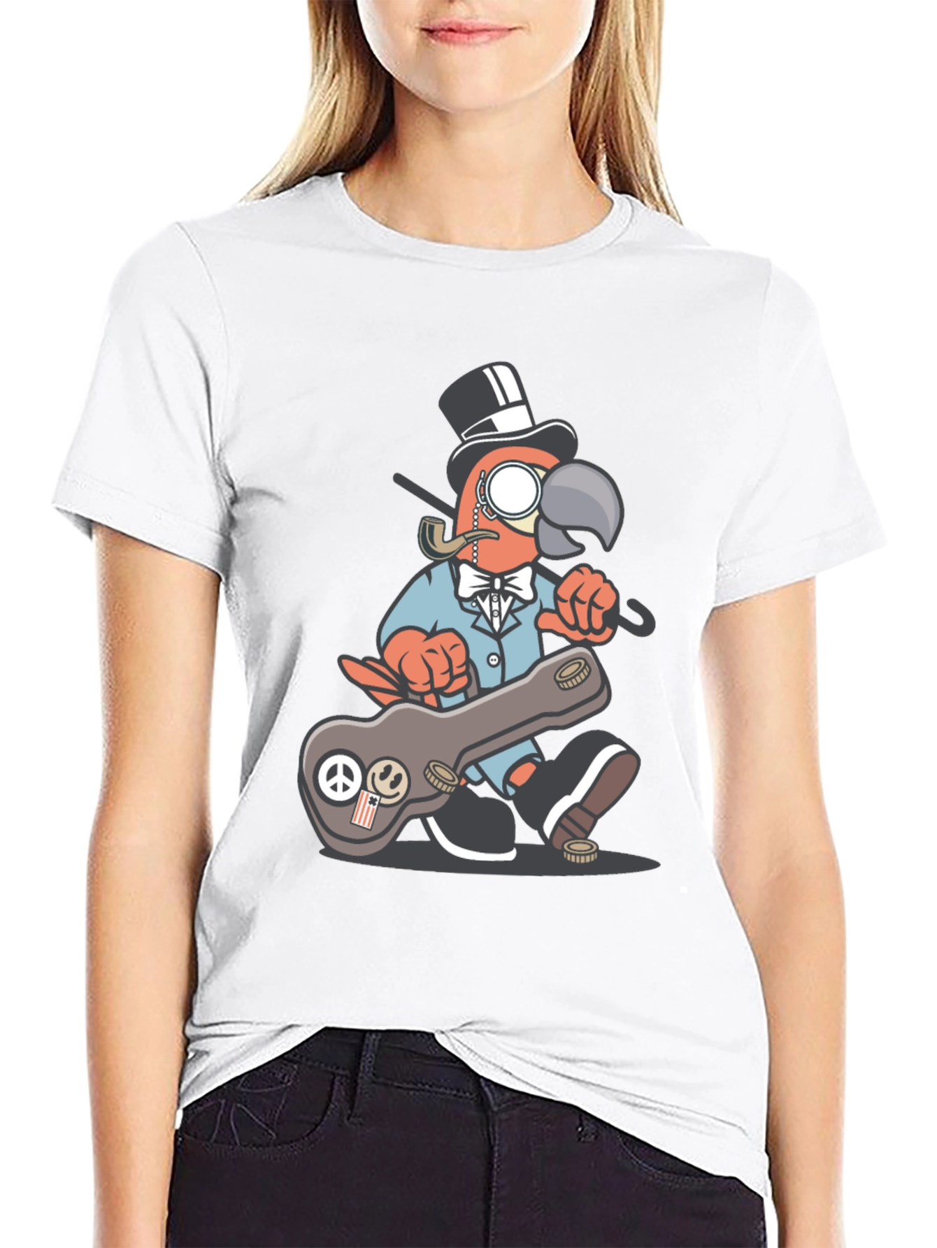 Dapper Parrot T-Shirt - Unique Cartoon Graphic