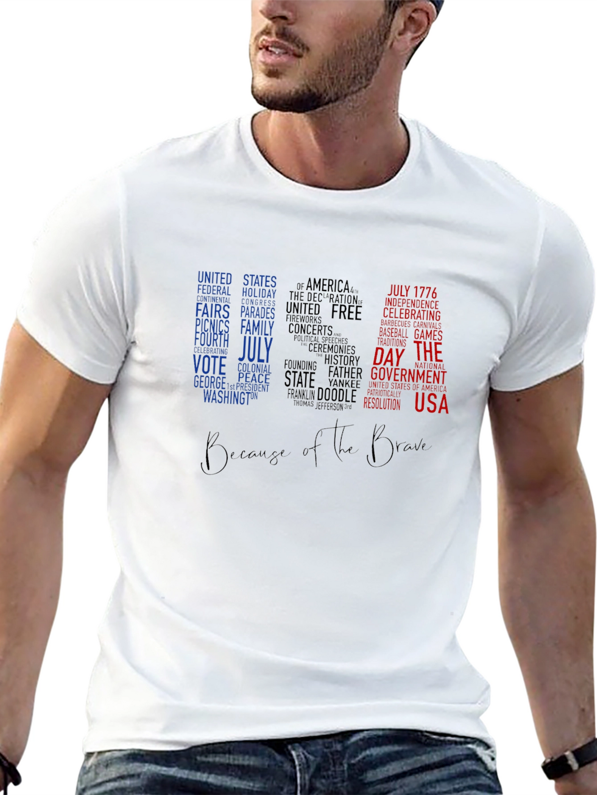 Patriotic USA Word Art T-Shirt