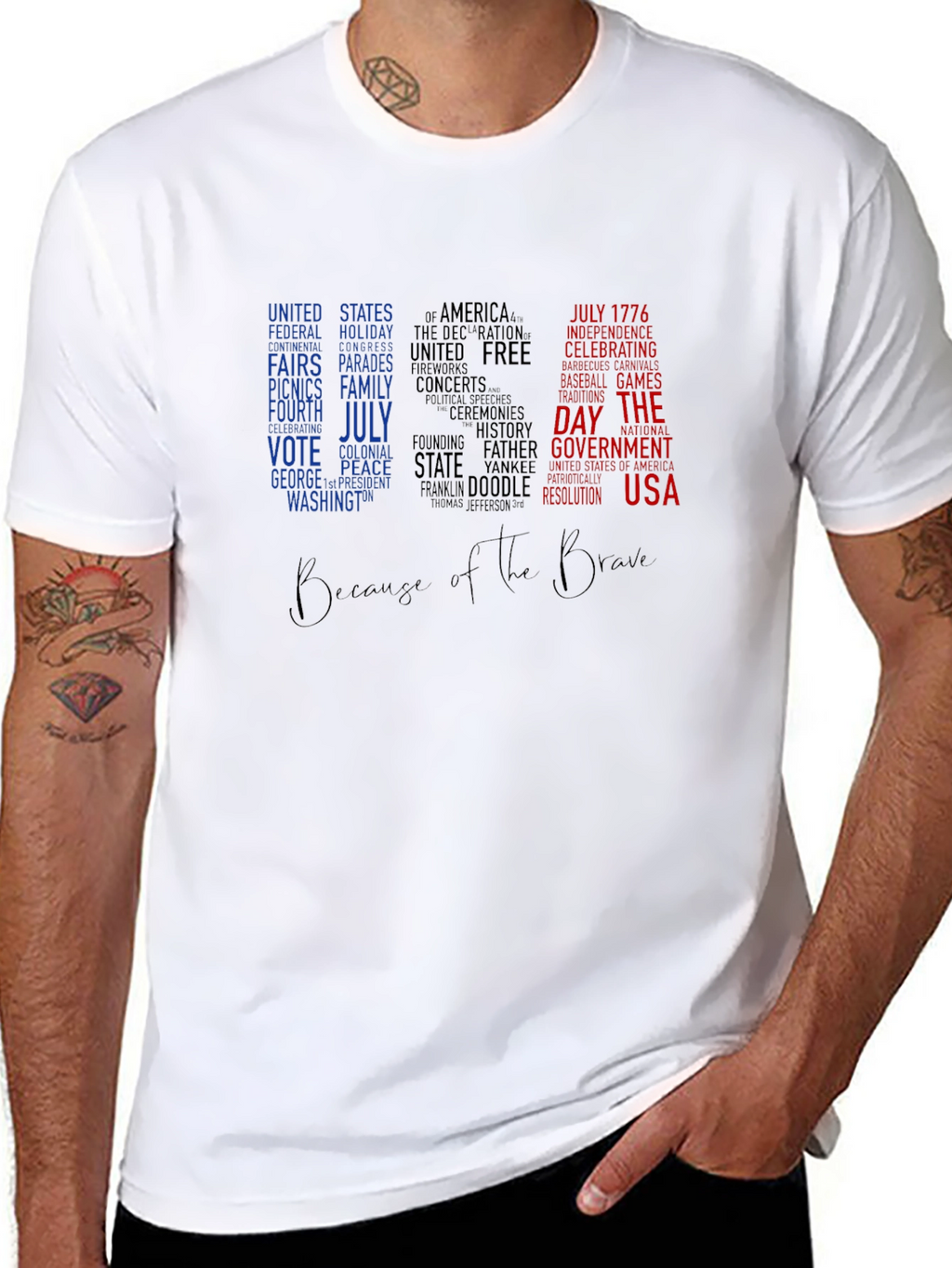 Patriotic USA Word Art T-Shirt
