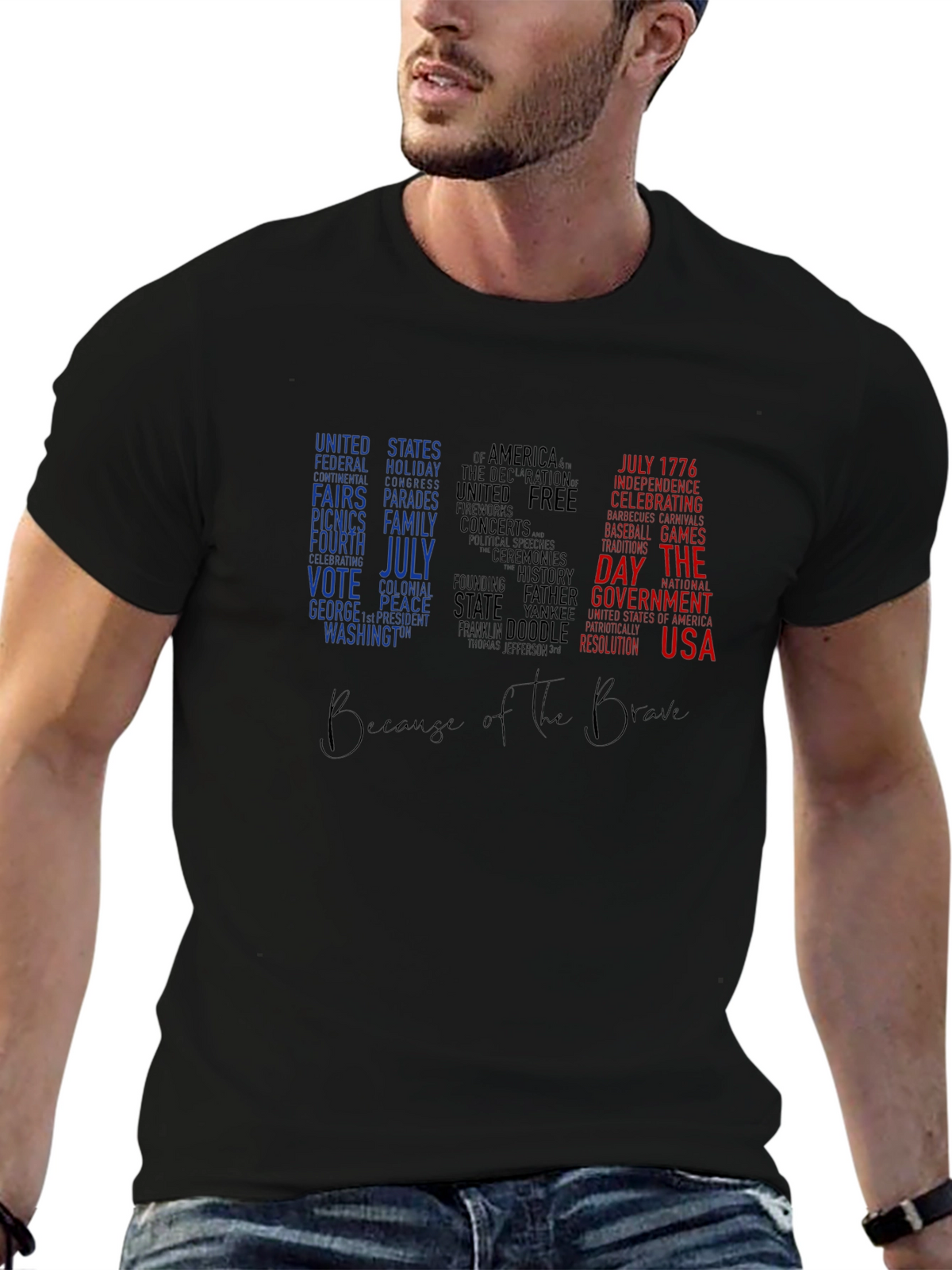 Patriotic USA Word Art T-Shirt