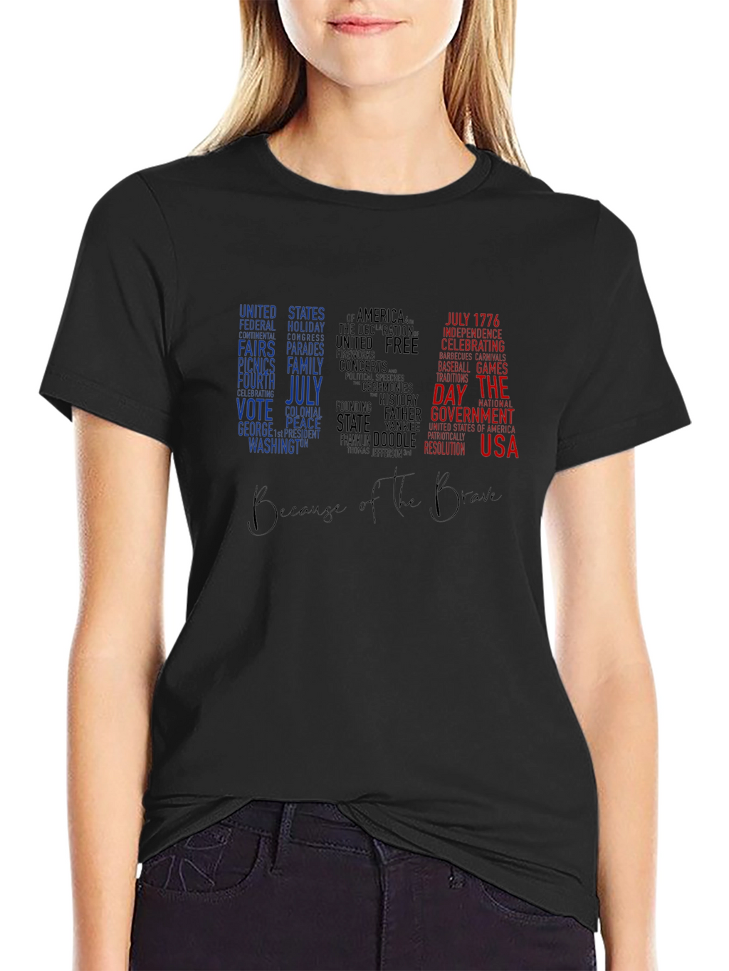 Patriotic USA Word Art T-Shirt