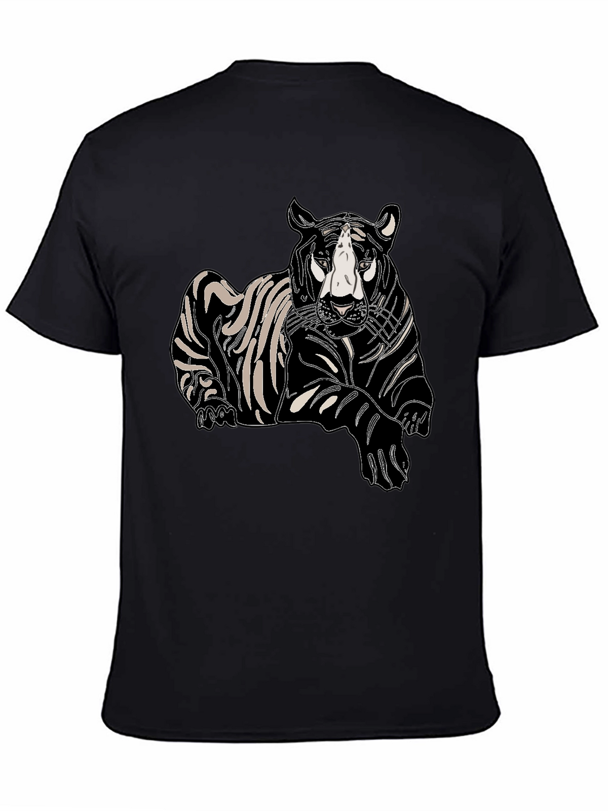 Mens Black T-Shirt with Tiger Print
