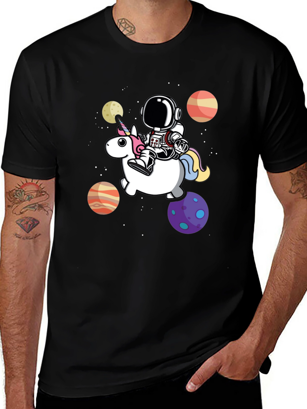 Astronaut Riding Unicorn Graphic Tee