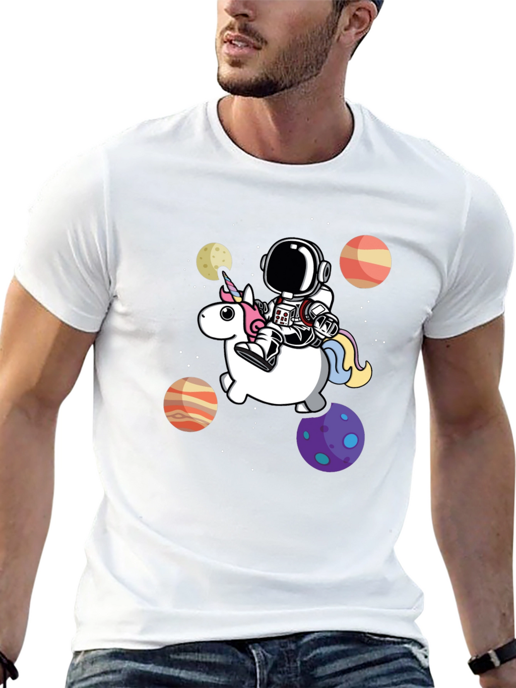 Astronaut Riding Unicorn Graphic Tee