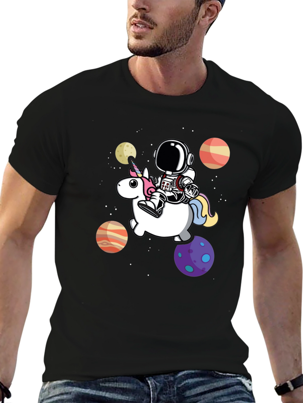 Astronaut Riding Unicorn Graphic Tee