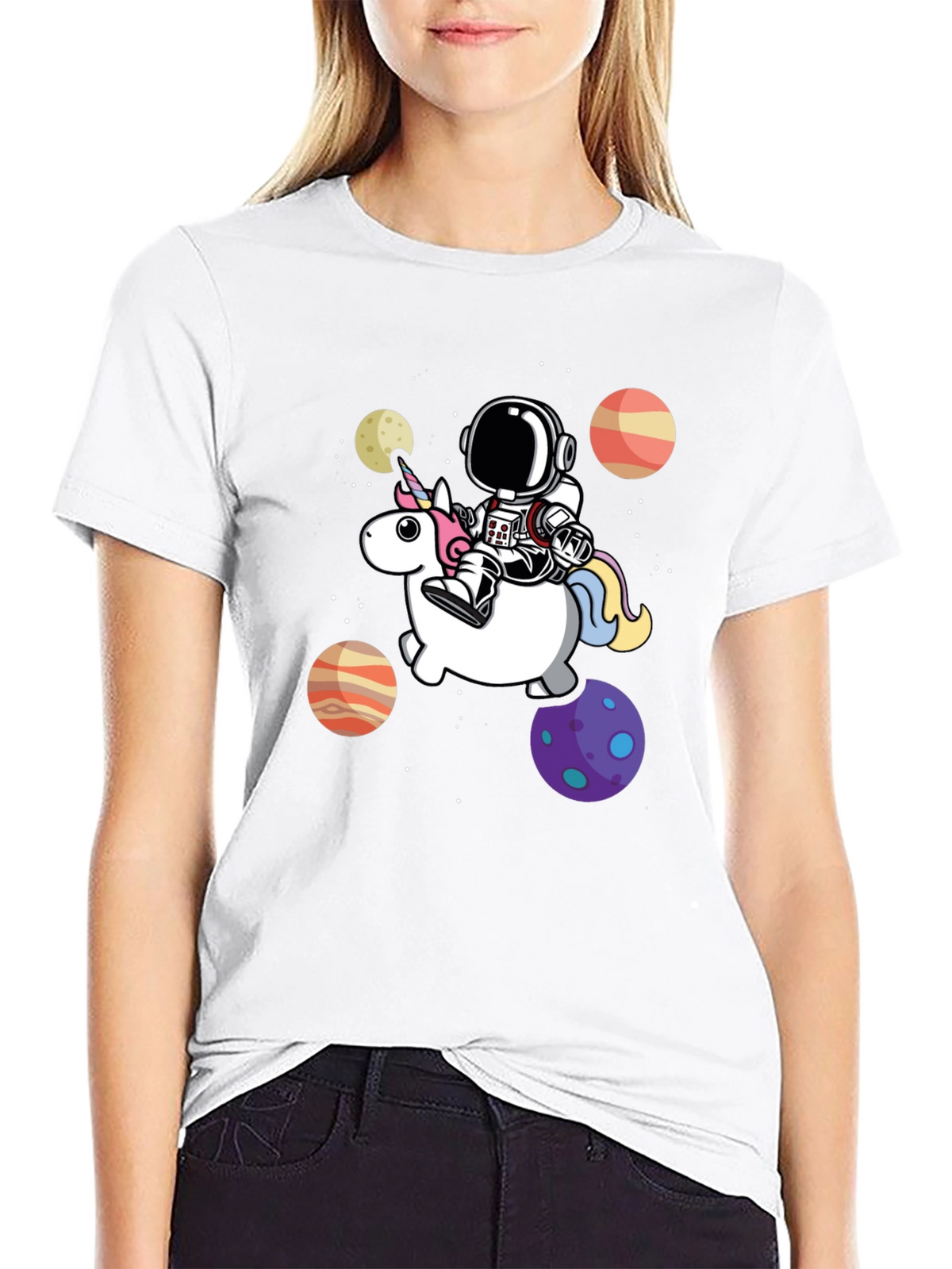Astronaut Riding Unicorn Graphic Tee