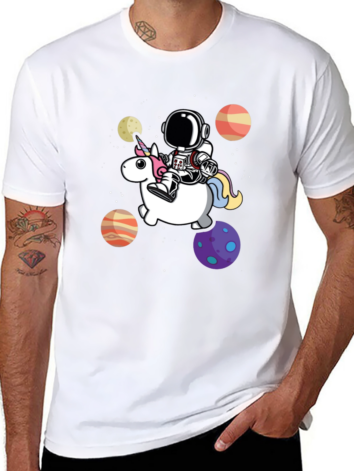 Astronaut Riding Unicorn Graphic Tee