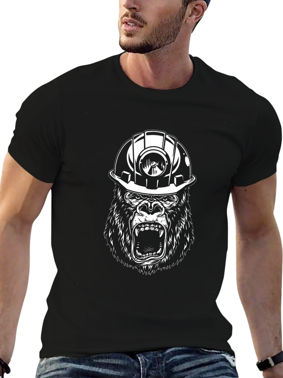 Gorilla Miner Graphic T-Shirt - Black Cotton Tee