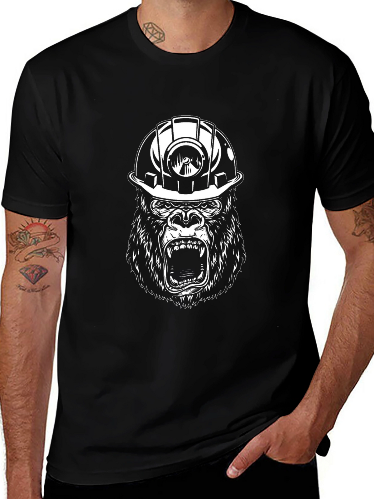 Gorilla Miner Graphic T-Shirt - Black Cotton Tee